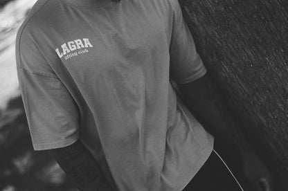 LAGRA Lifting Club Tee — worn, outdoor